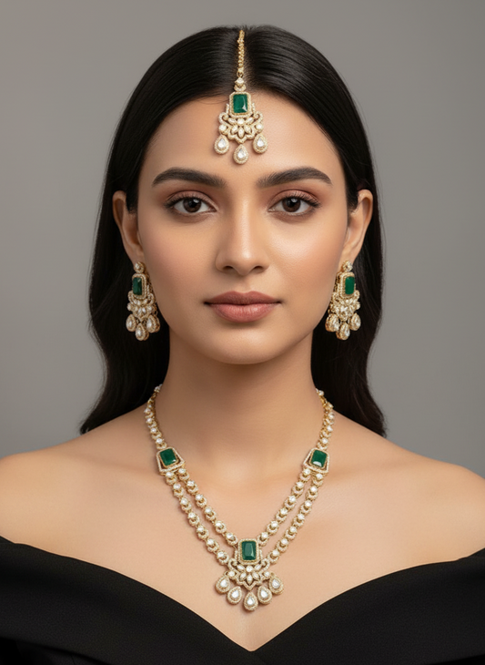 The "Emerald Empress" Polki Kundan Set