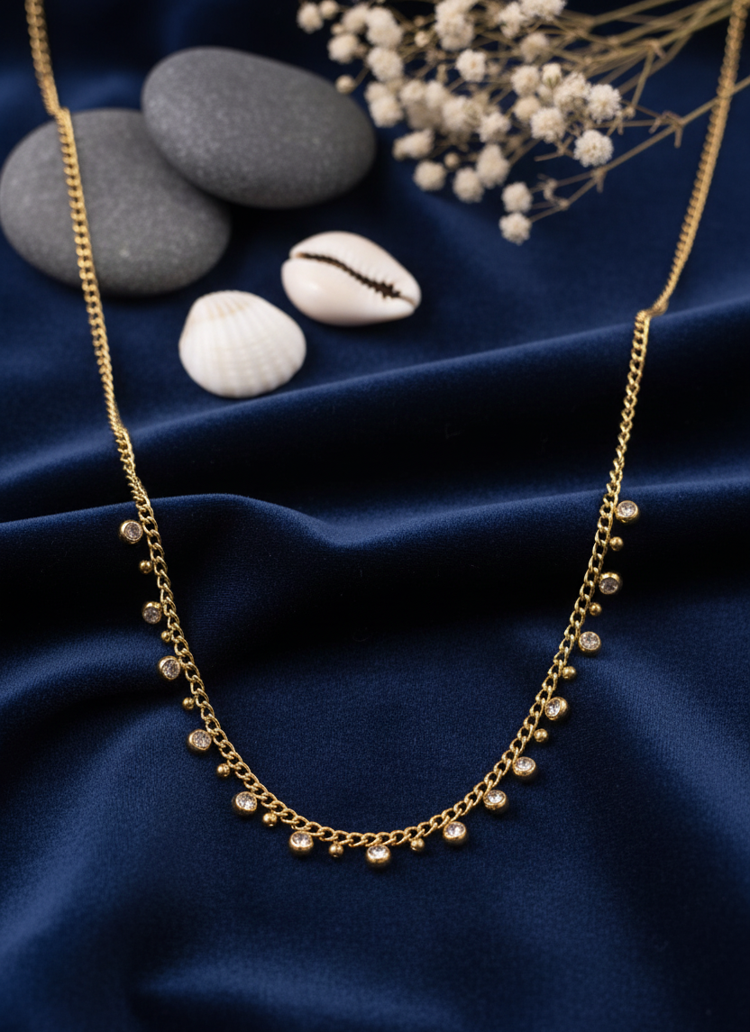 Dazzling Drops Gold Tone Charm Necklace