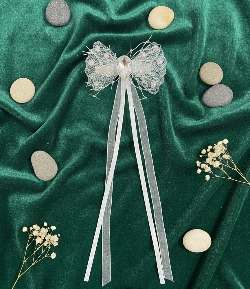 "Crystal Dewdrop" Hair Bow (Pair)