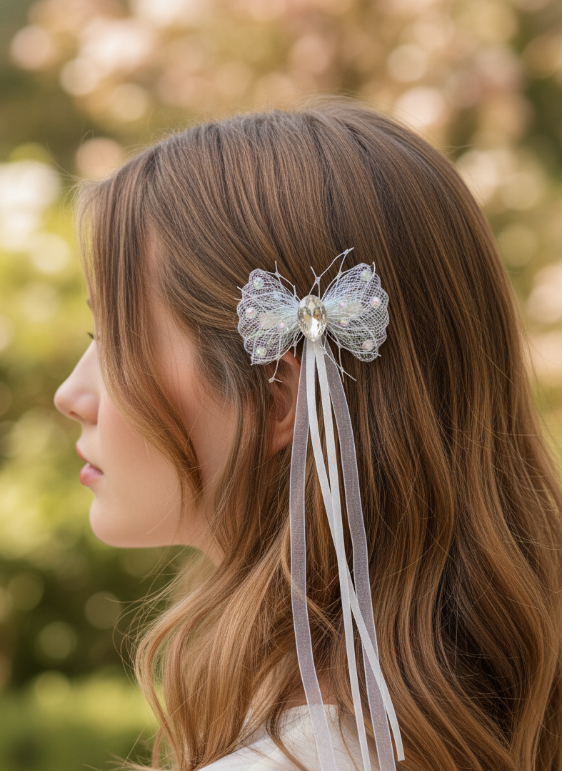 "Crystal Dewdrop" Hair Bow (Pair)