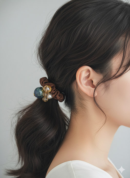 Elegant Beaded Scrunchie