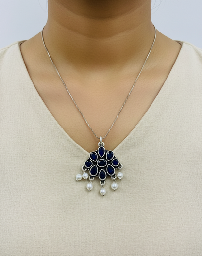 Emerald Bloom Silver Pendant Necklace