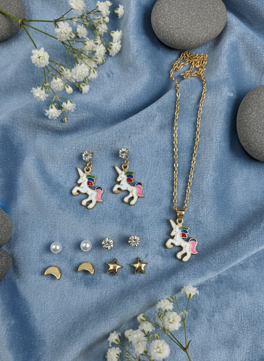 Enchanted Unicorn Necklace & Earring Set