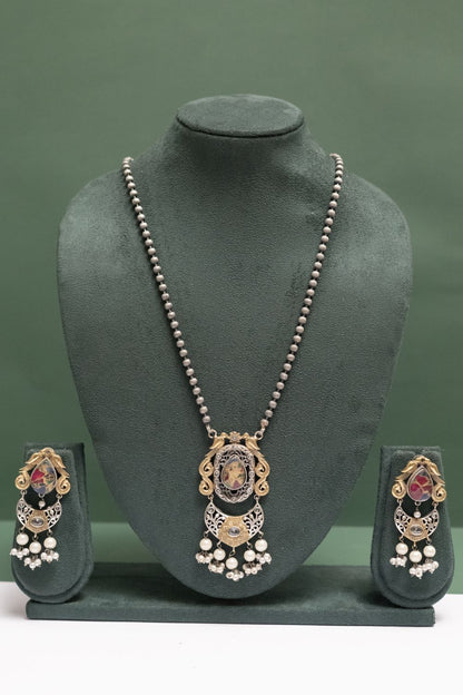 German Silver Two Tone Antique Pearl Pendant