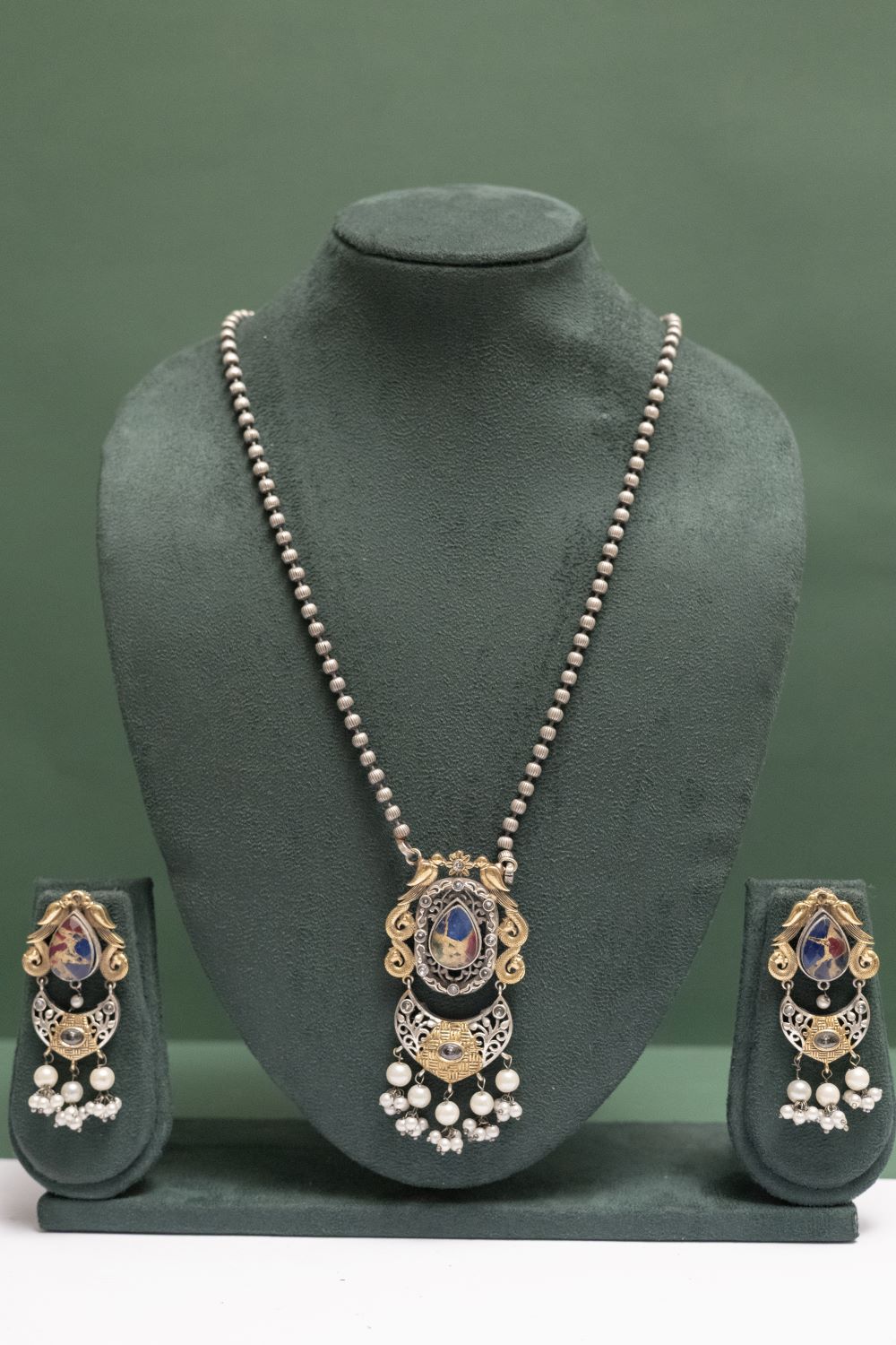 German Silver Two Tone Antique Pearl Pendant