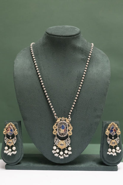 German Silver Two Tone Antique Pearl Pendant