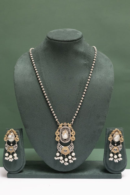 German Silver Two Tone Antique Pearl Pendant