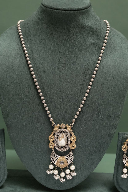 German Silver Two Tone Antique Pearl Pendant