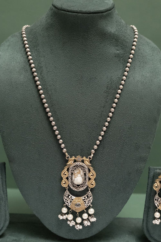 German Silver Two Tone Antique Pearl Pendant