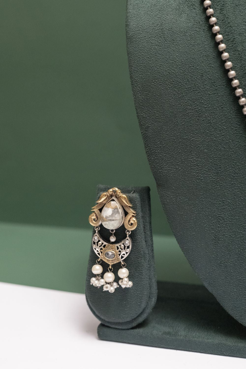 German Silver Two Tone Antique Pearl Pendant