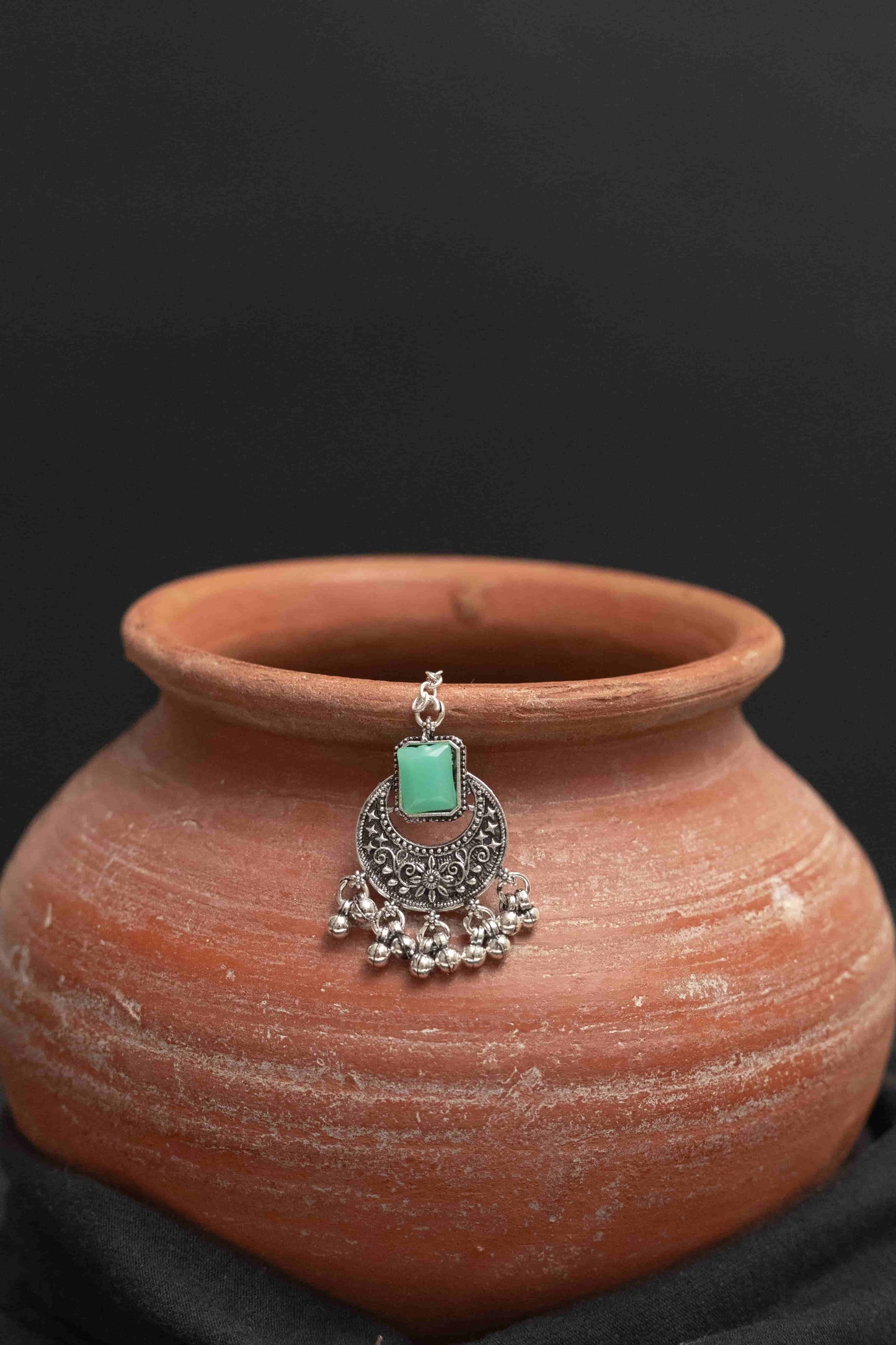 Oxidised Meena Choker Necklace Set with Rectangular Multi-Colored Stones