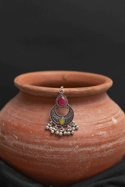 Oxidised Multi-Stone Choker Set with Earrings & Earrings