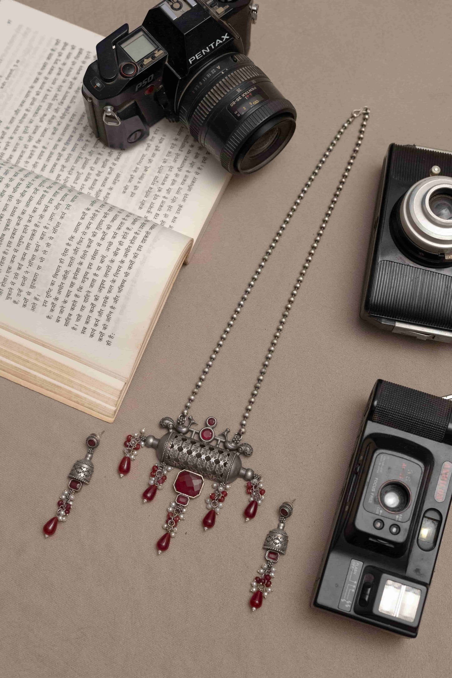 German Silver Necklace with Dangling Beads