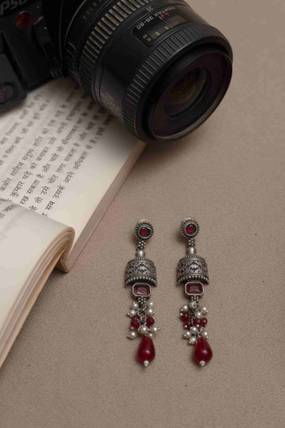 German Silver Necklace with Dangling Beads