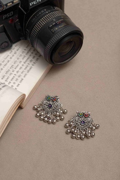 Oxidised Vibrant Meena Necklace with Detailed Beads