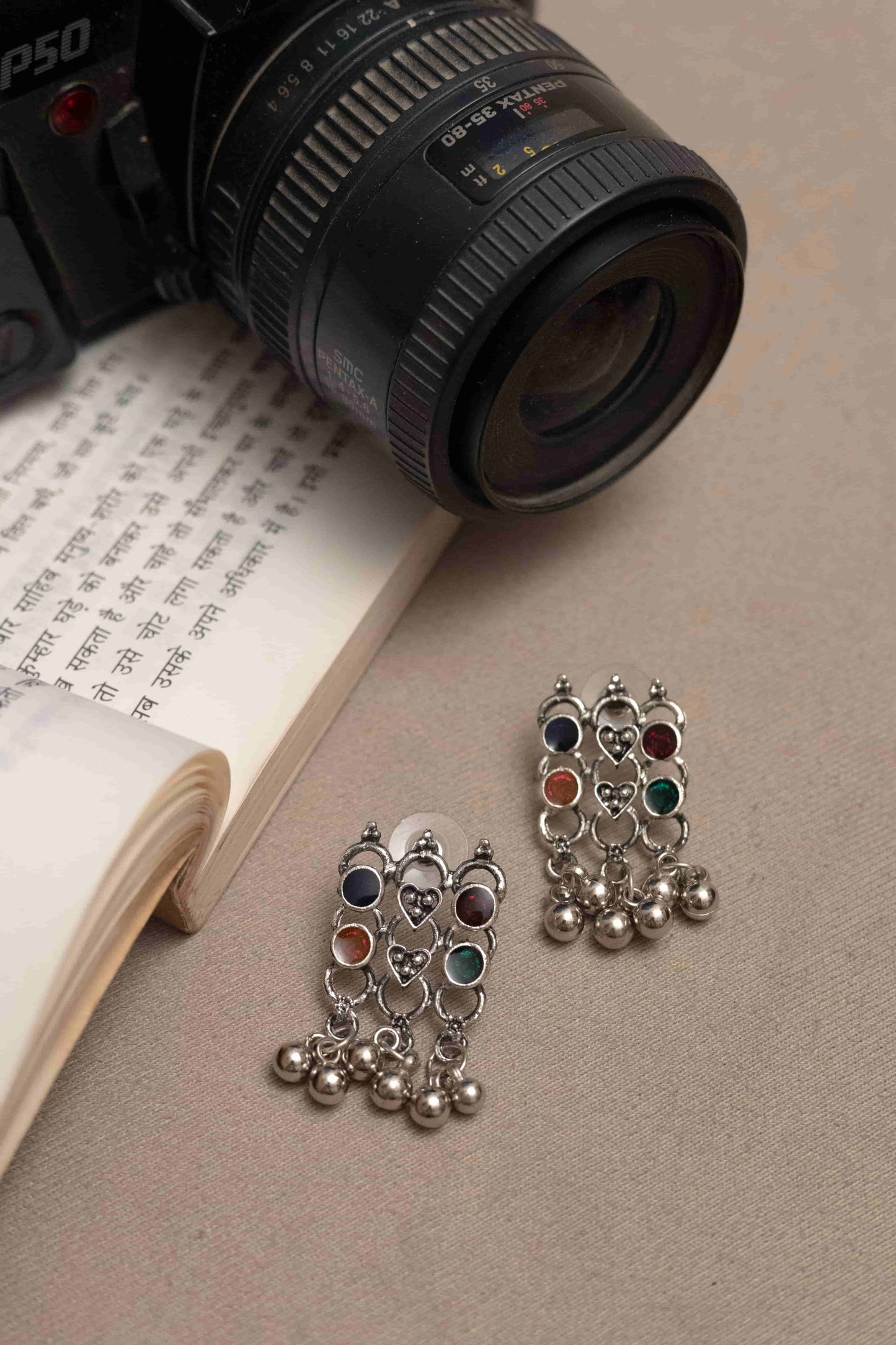 Oxidised Meena Work Necklace Featuring Vibrant Colored Stones