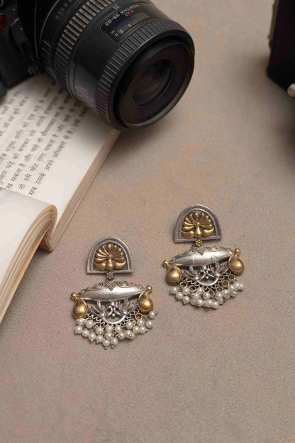 German Silver Choker with Ornate Pendant and Earrings