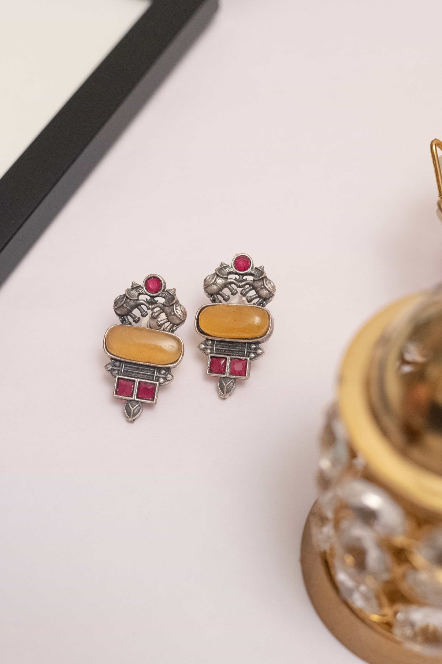 Elegant German Silver Pendant Necklace with Stone Accents