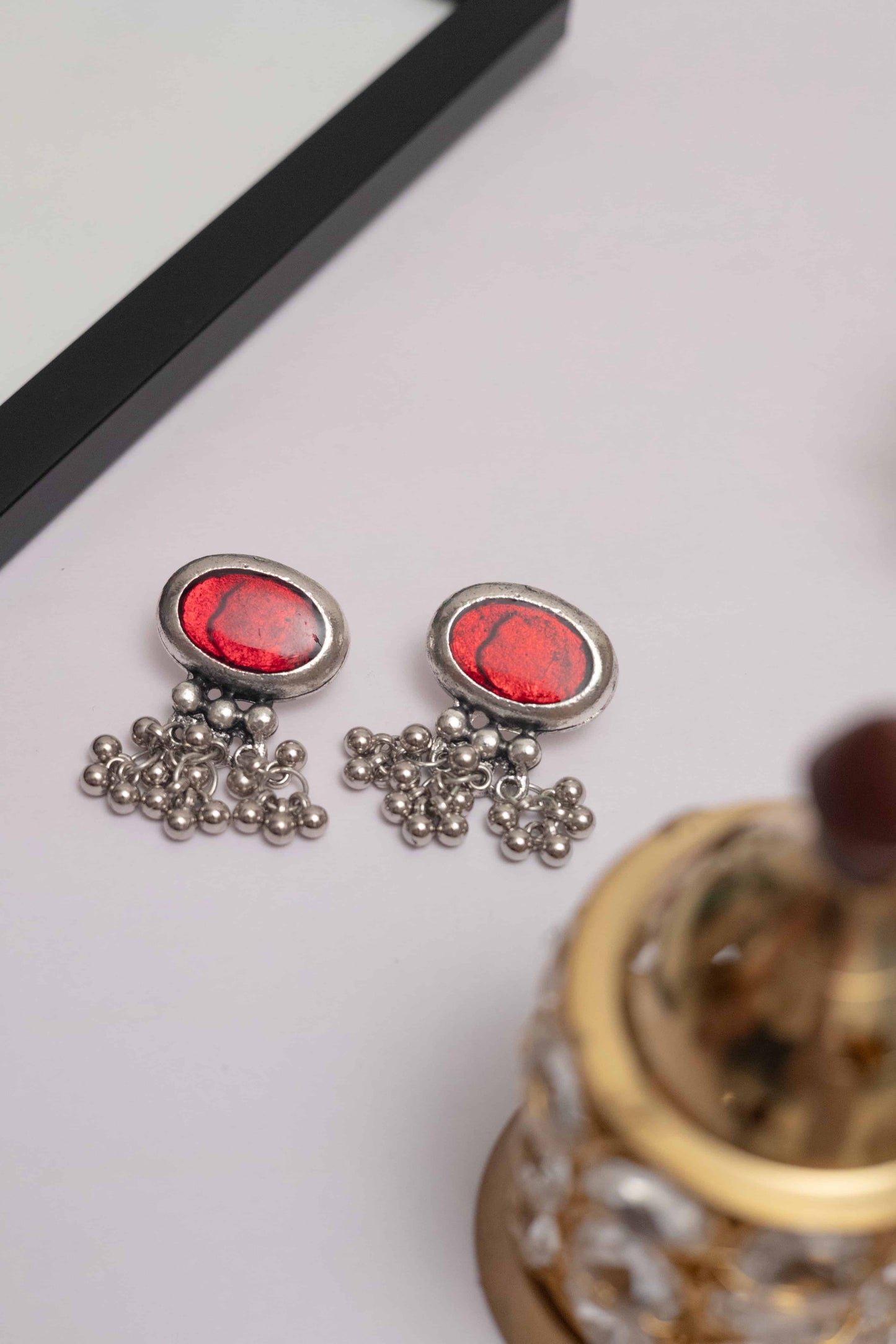 Oxidised Meenakari Necklace with Multicolor Stones