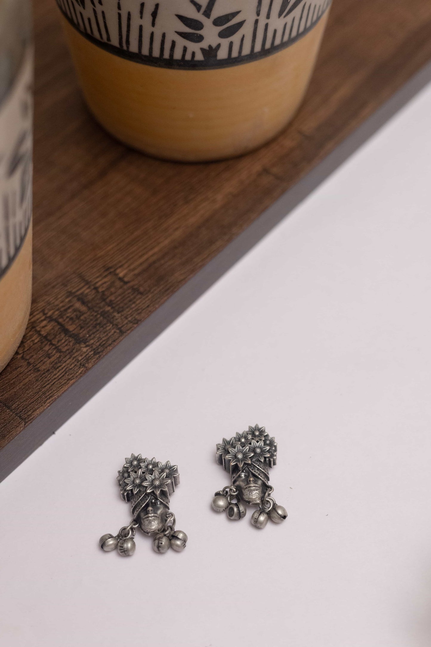 Oxidised Chain Pendant with Ghungroo Detailing & Earrings