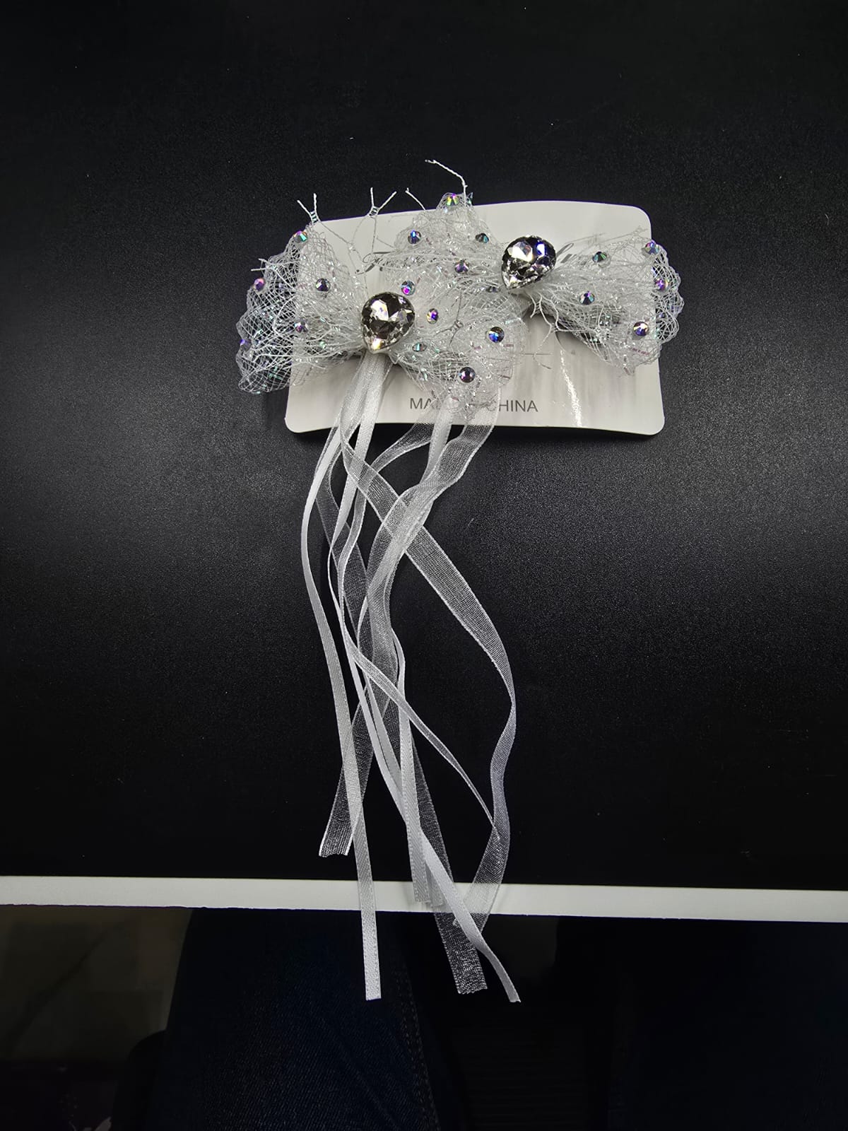 "Crystal Dewdrop" Hair Bow (Pair)