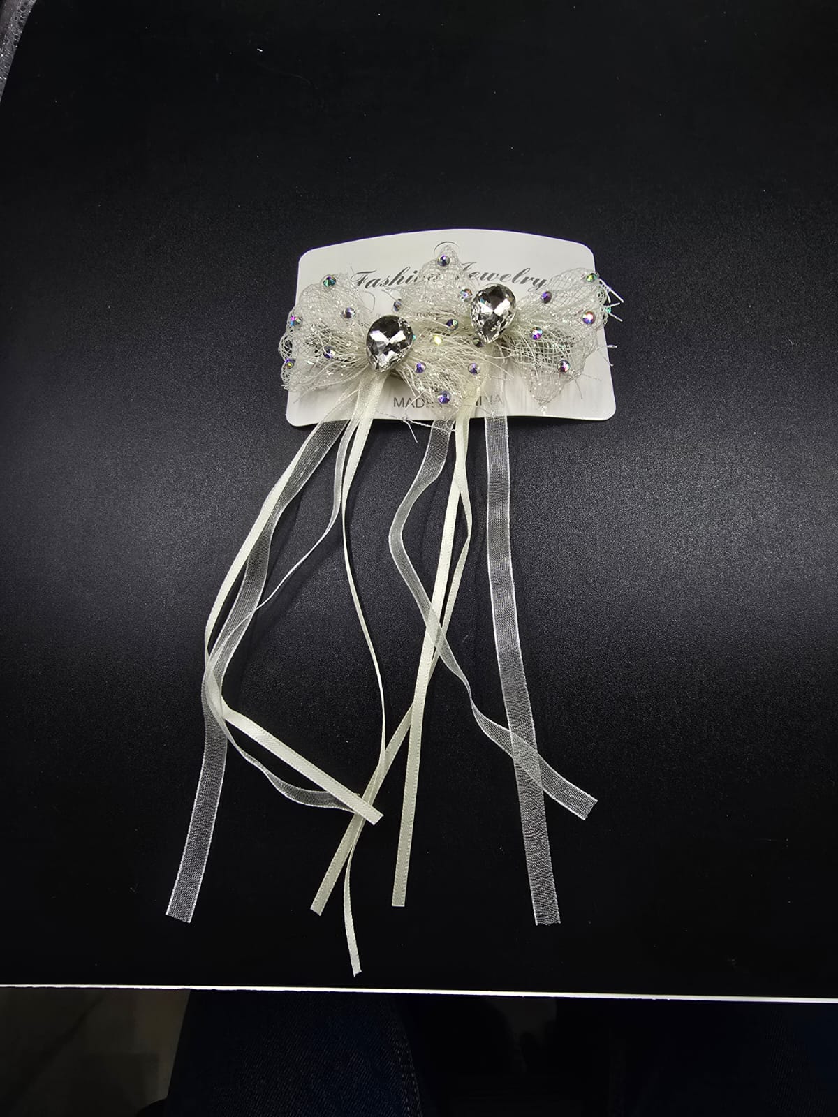 "Crystal Dewdrop" Hair Bow (Pair)