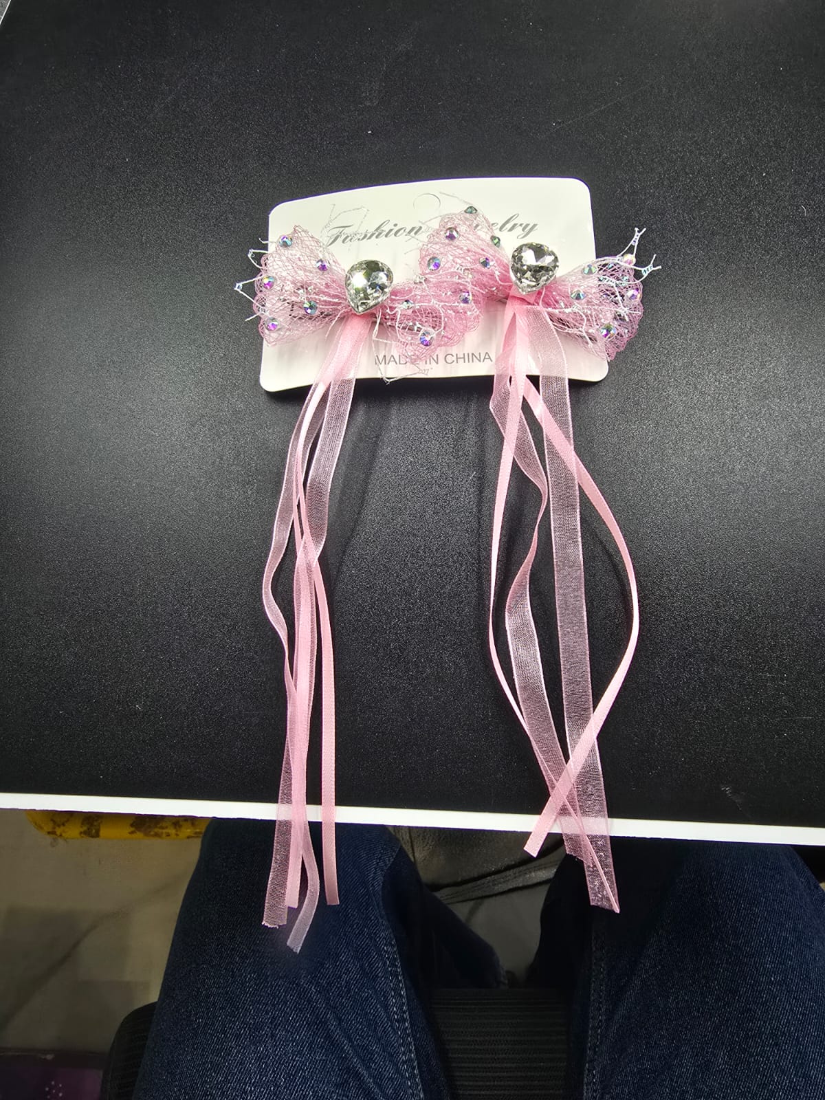 "Crystal Dewdrop" Hair Bow (Pair)