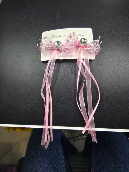 "Crystal Dewdrop" Hair Bow (Pair)