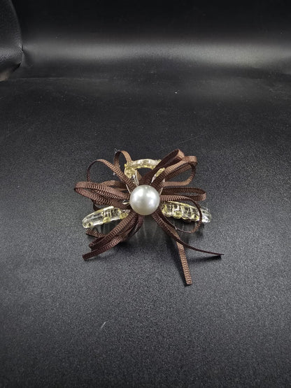 Ribbon & Pearl Blossom Hair Claw