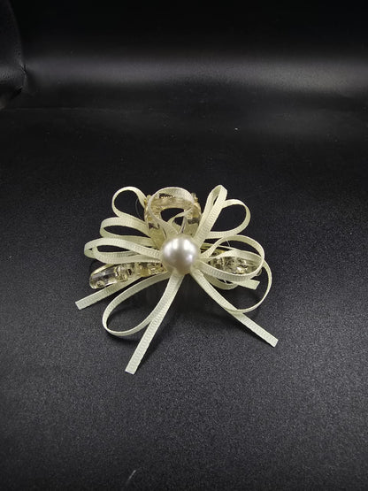 Ribbon & Pearl Blossom Hair Claw