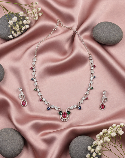 Dazzling Clear Stone Necklace Set