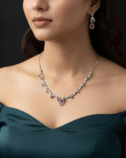 Dazzling Clear Stone Necklace Set