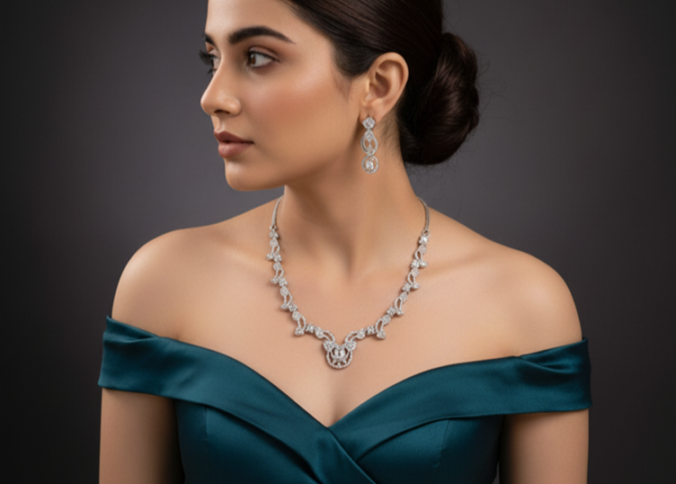 Dazzling Clear Stone Necklace Set